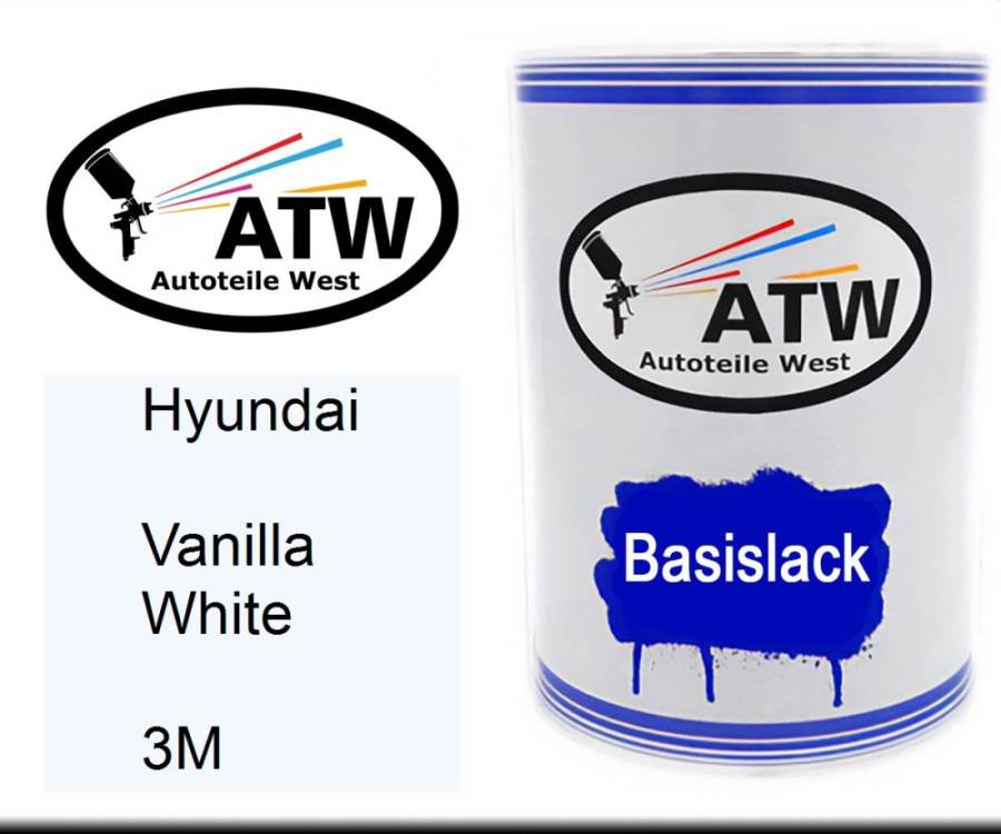 Hyundai, Vanilla White, 3M: 500ml Lackdose, von ATW Autoteile West.